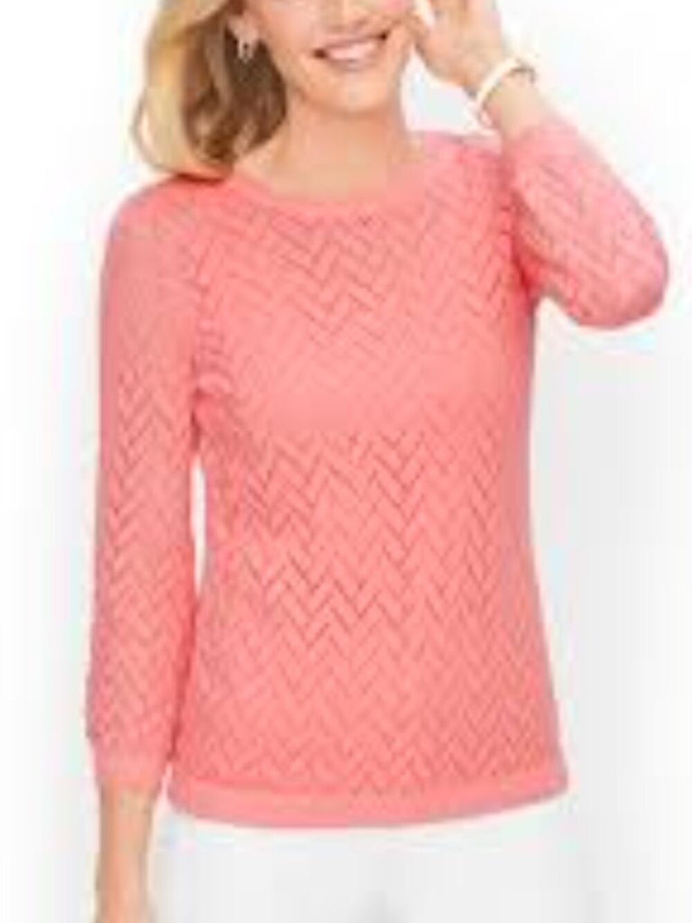 Talbots 3/4 sleeve cotton linen sweater size small
